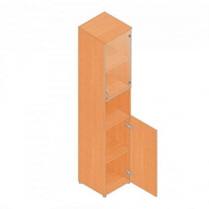 Шкаф для документов узкий с прозрачными стеклами Р.П-4СБ Дуб Кронберг_0