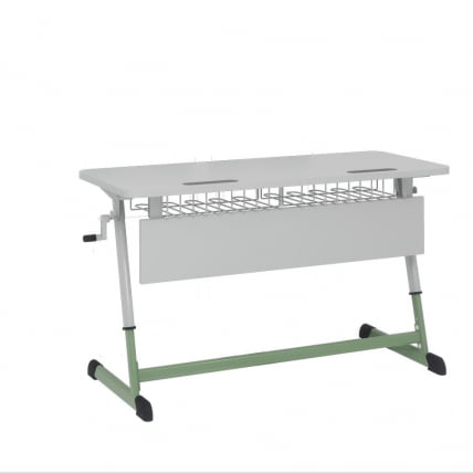 Парта двухместная НОМАД В с ручной регулировкой высоты (рост 4-6) Оливковый/Серый / NOMAD V_0