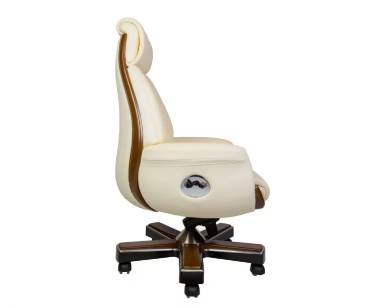 Кресло руководителя Трон кожа Слоновая кость_2