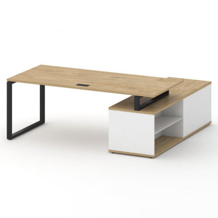 Стол руководителя с опорной греденцией , левый СК.СРГ-200.П (Л) Тиквуд Светлый/Белый Бриллиант/ Шифт СК.СРГ-200.П (Л) Тиквуд Светлый/Белый Бриллиант / SK.SRG-200.P (L) SK.SRG-200.P (L)_1