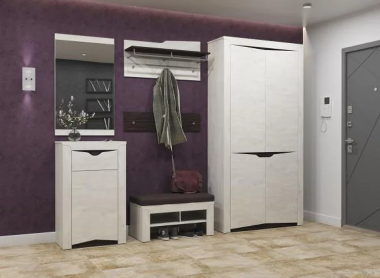 Полка навесная Лючия 33.16 Бетон пайн белый Венге_1