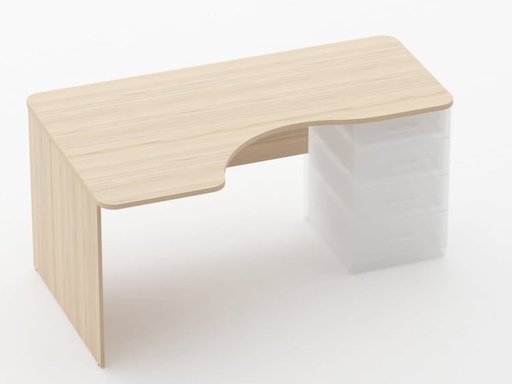 Стол угловой под встроенную тумбу Glassy 1.141.16Л Бук светлый_0