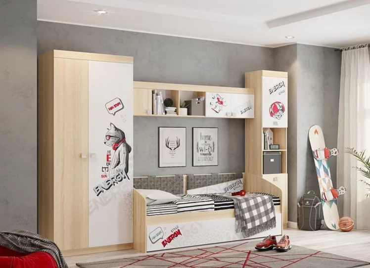 Полка Энерджи MDE-04 Дуб сонома Белый_3