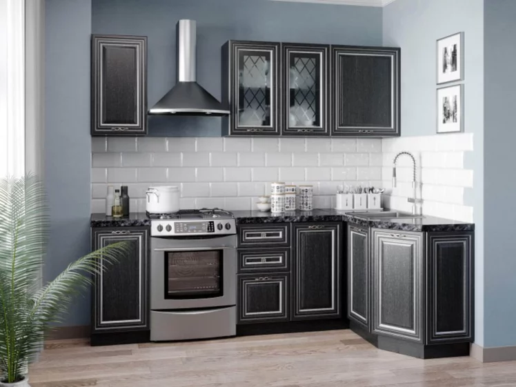 Тумба кухонная угловая 1000 Италия ЛД 275.216.000 Черный Дуб темный_2