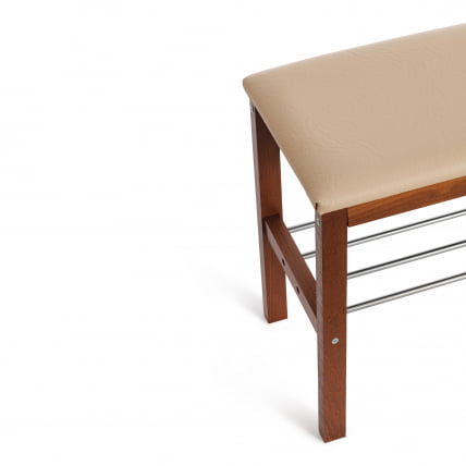 Банкетка BERYL дерево / экокожа, 67*31*49 см, темный орех/бежевый_4