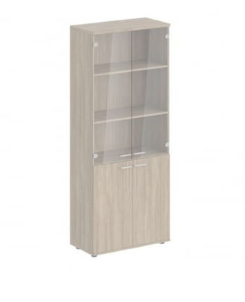 Шкаф высокий четырехдверный со стеклом Sigma SG.811.OD.OD.GL Дуб темный_0