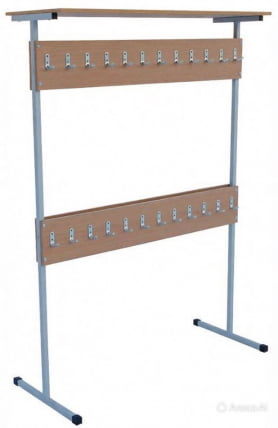 Вешалка для гардероба с полкой двухсторонняя 1200х1700 48 крючков Дерево_0
