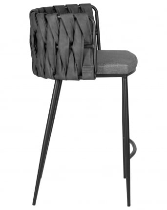 Стул полубарный DOBRIN AMELIA COUNTER (серая ткань (F-48), темно-серый винтажный PU (MF-12))_2