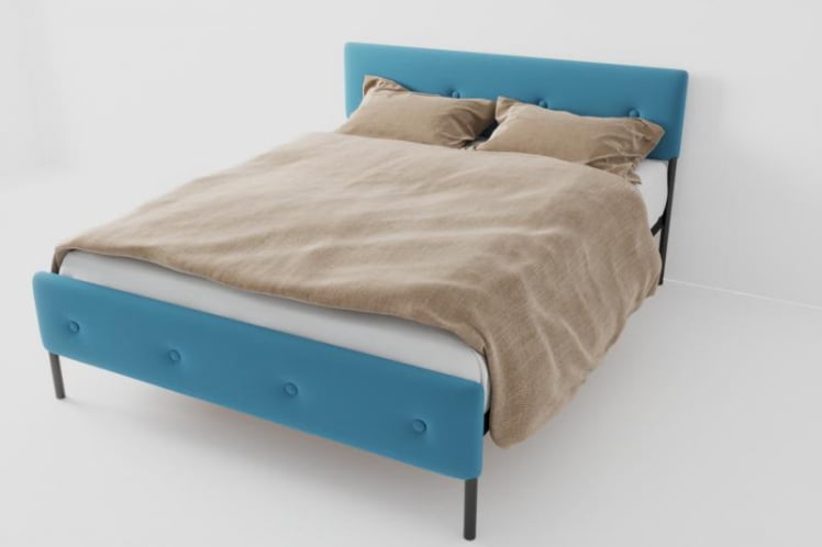 Кровать "Екатеринбург Мини" с ортопедическим основанием Цвет фасада: Голубой; Цвет корпуса: Чёрный; Материал фасада: Металл/Велюр; Размер: 900х2000 мм; Спальное место: 900х2000 мм _0