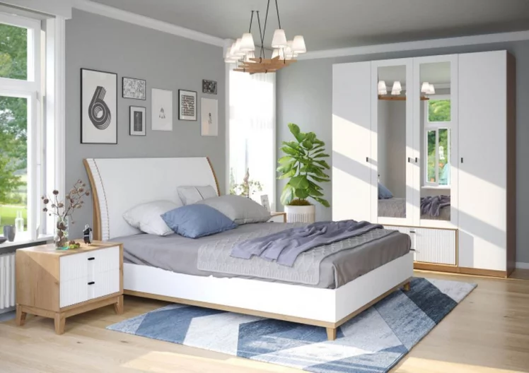 Кровать двуспальная 1600 с подъёмным механизмом Бари ЛД 698.220.000 Дуб Золотой Белый_3