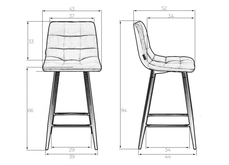 Стул полубарный DOBRIN OLIVIA (черные матовые ножки, светло-серый велюр (108-52))_8