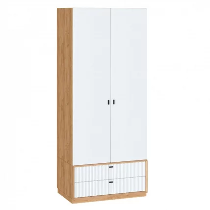 Шкаф двухстворчатый Бари ЛД 698.180.000 Дуб Золотой Белый_0