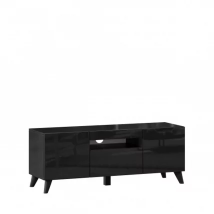 Тумба под ТВ Бруклин 1200 с опорами Черный глянец_0