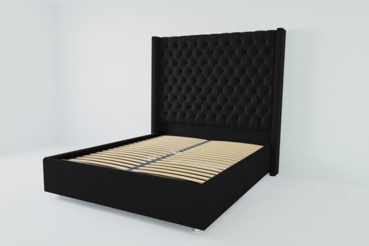 Мягкая интерьерная кровать "Версаль Люкс" с ортопедическими латами (металл) Материал фасада: Искусственная кожа; Спальное место: 900х2000 мм; Цвет фасада: Кольт Ч; Цвет корпуса: Кольт Ч _0