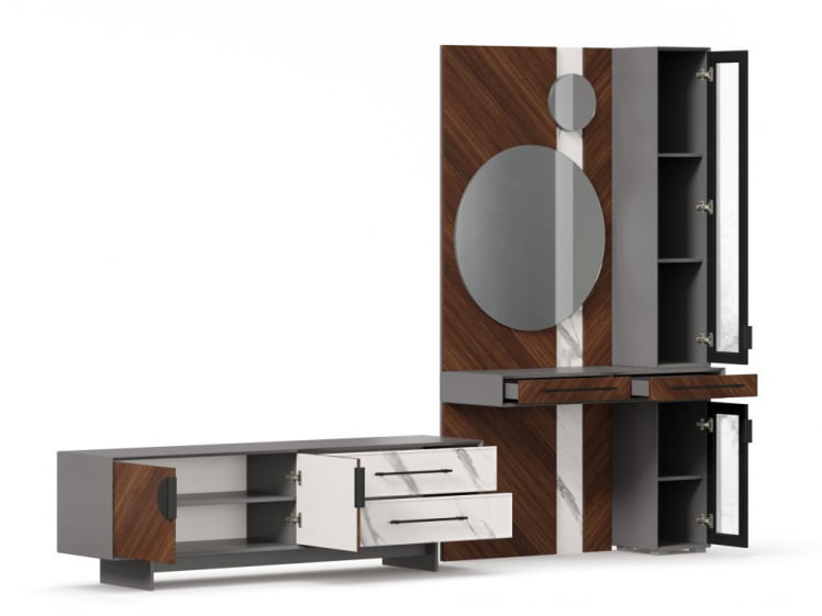 Набор мебели для гостиной Вилена №7 Серый/Орех/Монте белый_1