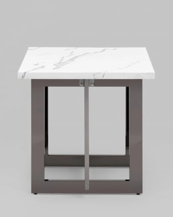 Журнальный столик Нэйтан 61*61 белый мрамор сталь Темный хром_3