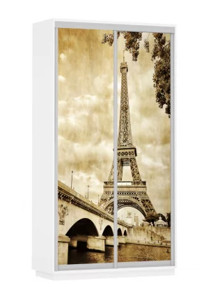 Шкаф-купе двухдверный Экспресс Хит Париж/Белый снег_0