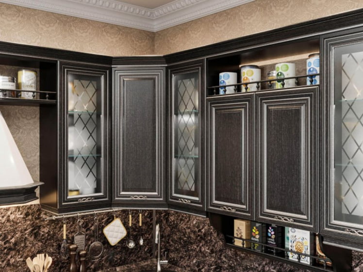 Кухонный гарнитур угловой Италия №07 Черный Дуб темный_4