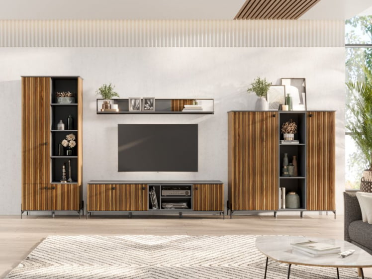 Гостиная Элиот №1 Оникс Серый/Орех фактурный_1