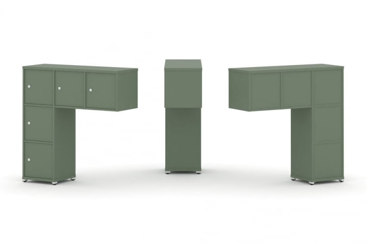 Надставка на стол низкая односторонняя + задняя стенка (5 шт.) + распашной фасад (5 шт.) CONCEPT CN.ONN-007 Кобо Белый металл_0