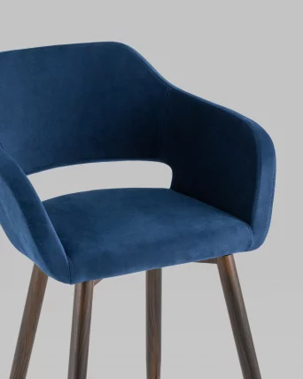 Стул барный Саймон Б велюр Темно-синий_7
