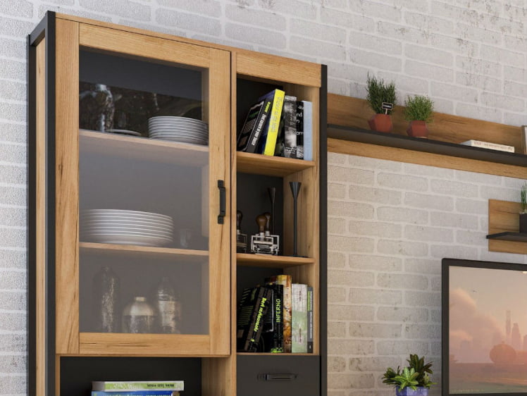 Гостиная Техно №1 Дуб золотой/Чёрный_3