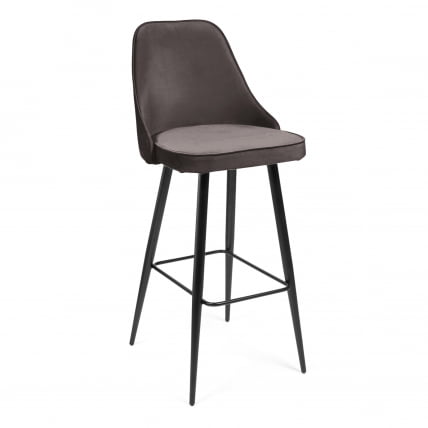 Стул барный KISH (mod. 714) ткань/металл, 50х57х110 см, высота до сиденья 78 см, темно-серый barkhat 14/черный_0