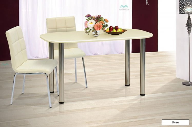 Стол обеденный 1300*700 овальный Жемчуг глянец_0