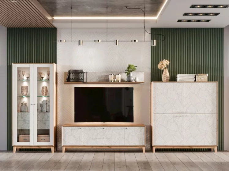 Полка навесная 1800 Ройбен ЛД 640.060.000 Дуб золотой Белый_1