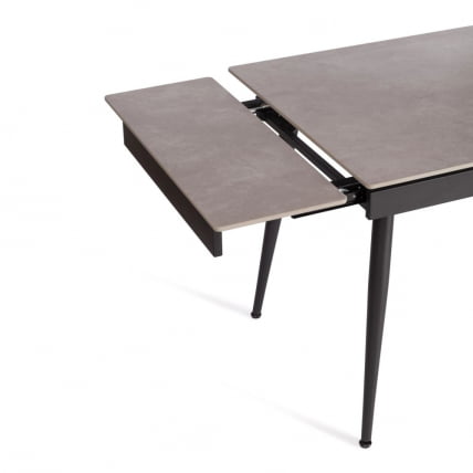 Стол обеденный Lord Grey/Лорд Грей столешница керамика (матовая) /опоры металл, светло-серый/черный, (120+30+30)x80x75 см_11