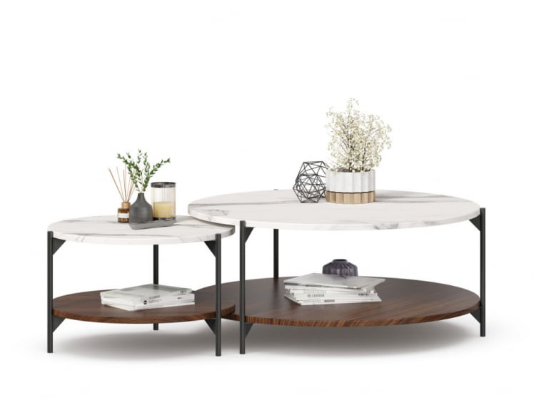 Комплект журнальных столов Вилена Орех/Монте Белый_1