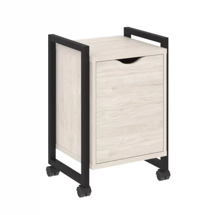 Тумба на колесных опорах с распашным фасадом LOFT VR.L-T2.K Металл черный Денвер светлый_0