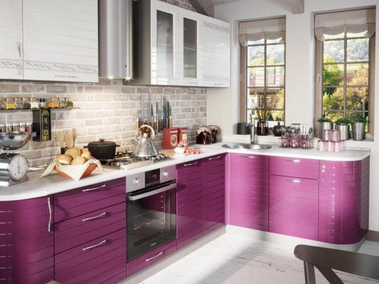 Кухонный гарнитур угловой Анастасия №10 Белый Ежевика_4