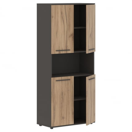 Шкаф с двумя комплектами глухих малых дверей EDIS EHCS 85.4 Дуб Денвер светлый Мокко Мокко_1