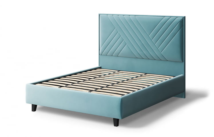 Кровать МИРА 2000*1400мм (на опорах), велюр NEO 22 (бирюзовый), (б/основания, б/матраса)_2