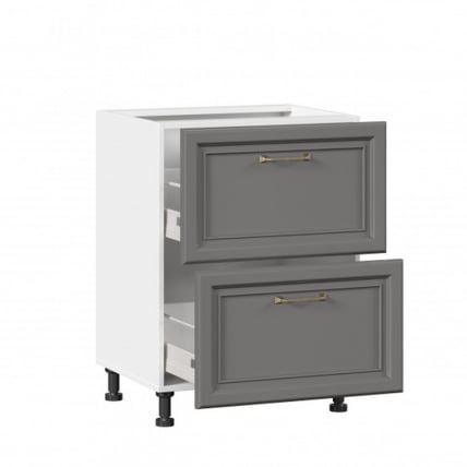 Тумба кухонная 600 с 2 ящиками ЛЮКС (4) Джелатто ЛД 241.900.000.121 Белый Оникс серый_1
