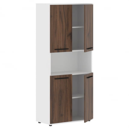 Шкаф с двумя комплектами глухих малых дверей EDIS EHCS 85.4 Дуб Денвер темный Черный Белый_1