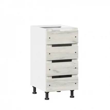 Тумба кухонная 400 с 3 ящиками ЛЮКС (4) Винченца ЛД 234.880.000.015 Тип 2 Белый Дуб Крафт белый_0