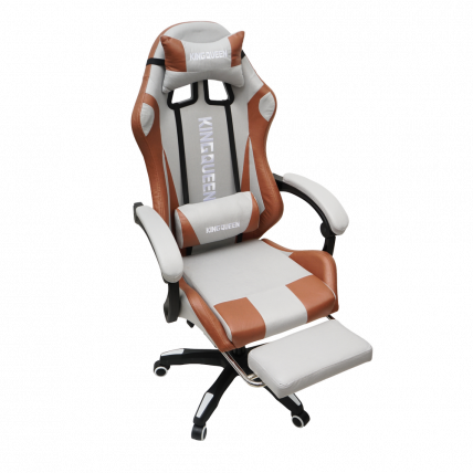 Кресло 907 KINGQUEEN, замша, цвет светло-серый с массажем, арт 907-LGrey_4