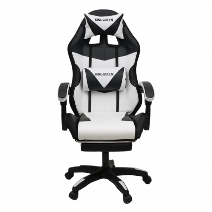 Кресло 1209 KINGQUEEN, цвет черный/белый с подсветкой, 1209-black-white-mass-led_1