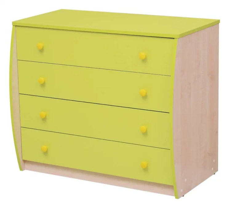 Комод с 4-мя ящиками Юниор-11.1 Дуб молочный/Лайм_0