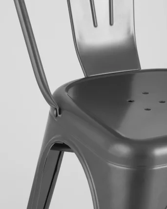 Стул TOLIX с высокой спинкой Серебристый матовый_6
