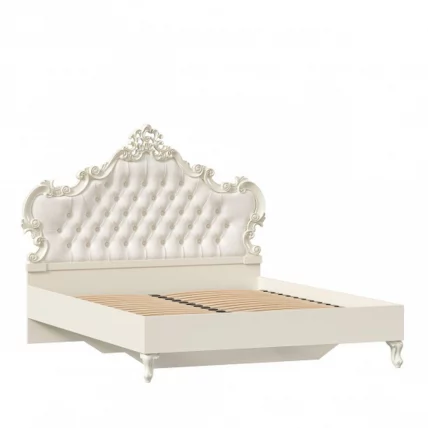 Кровать двуспальная 1600 с мягким изголовьем Маркиза ЛД 517.342.000.003 Алебастр Шампань_1