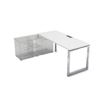 Стол рабочий, прямолинейный три опоры, левый GLOSS LINE НСТЛ-О.995 Белый Премиум_0