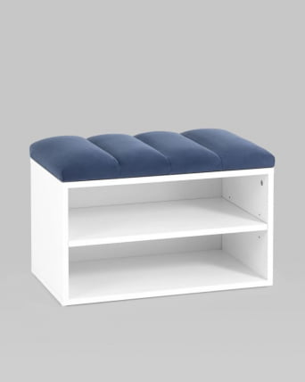 Обувница Хольст белая велюр Синий_2