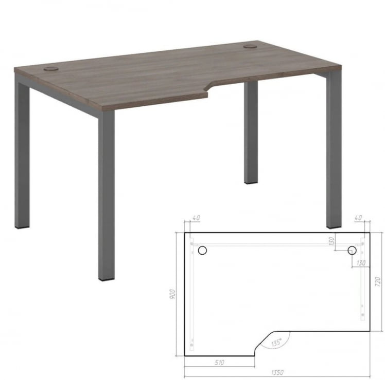 Стол эргономичный левый на металлоопорах New Line NLN36322434 Дуб шамони темный_1