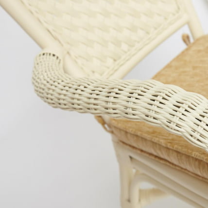 Комплект террасный ANDREA (стол кофейный со стеклом + 2 кресла + подушки) ротанг, 64х67х92см / D60х55, TCH White (белый)_6