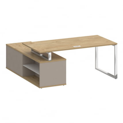 Стол руководителя с опорной греденцией, правый SHIFT SK.SRG-180 (R) Тиквуд Светлый/Капучино_1