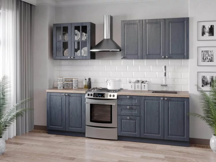 Кухонный гарнитур 2600 Мокка №06 Черный Дуб фактурный антрацит_0