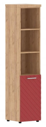 Шкаф колонка с глухой малой дверью и топом (левый) Torr LUX TLHC 42.5 L Дуб Бофорд Красный_0